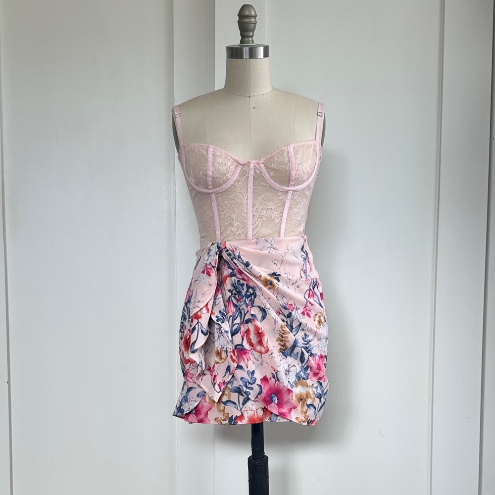 Floral Pink Bustier Dress